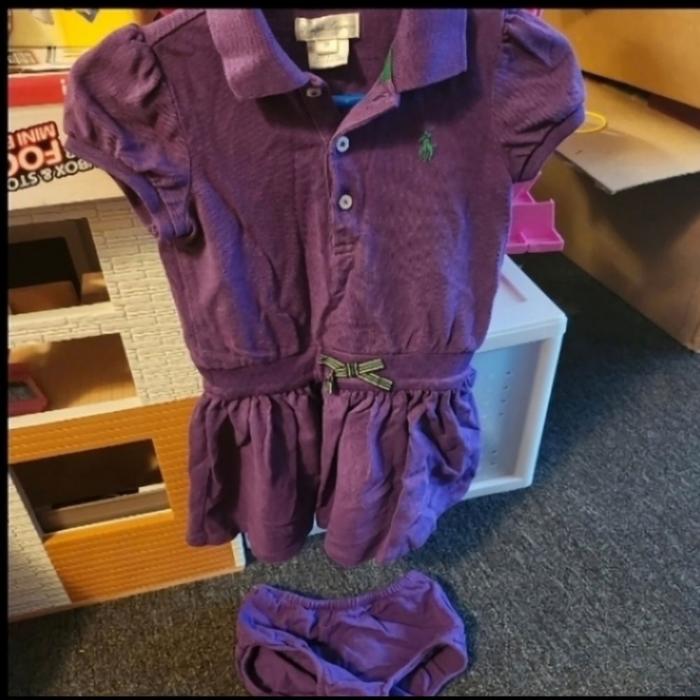 Ralph Lauren Purple and Green Polo Dress Sz 12 Months